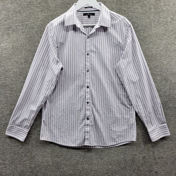 Marc Anthony Other - Marc Anthony Shirt Men's Large Gray Striped Button Up Long Sleeve 100% Cotton